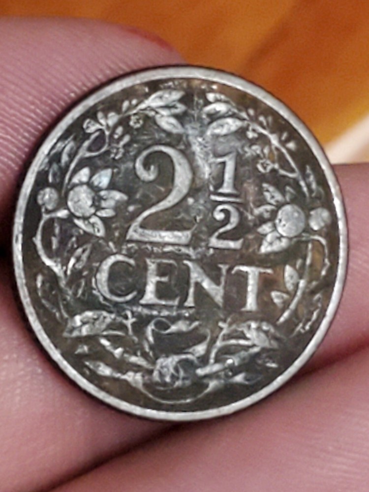 1913 Netherlands 2-1/2 Cent Old Antique Coin