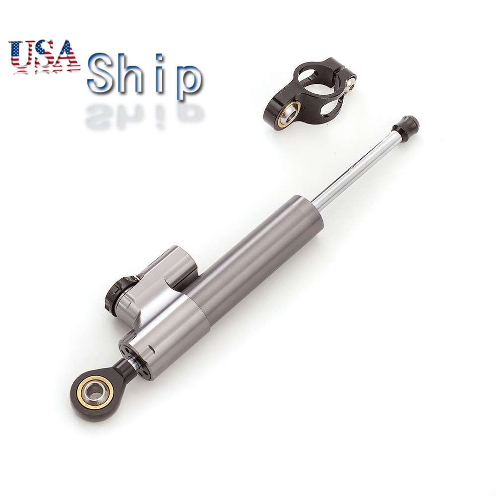 CNC Universal Motorcycles Steering Stabilizer Damper Linear Control Safety Grey