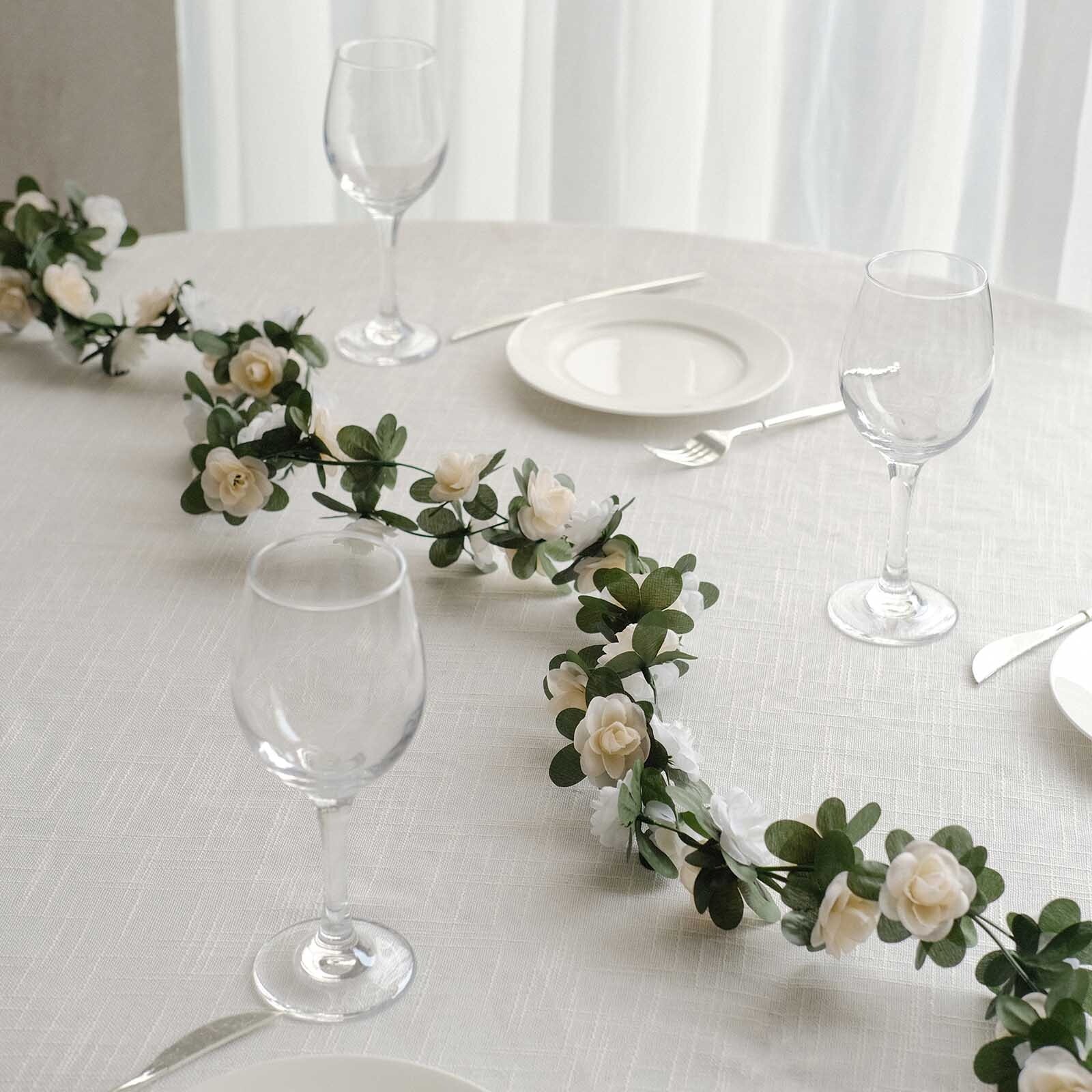 2 Silk 8 ft Artificial Mini Rose Flowers Hanging Garlands Wire Party Wedding