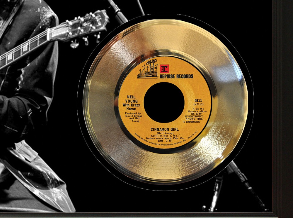 Neil Young Poster Art Wood Framed 45 Gold Record Display C3