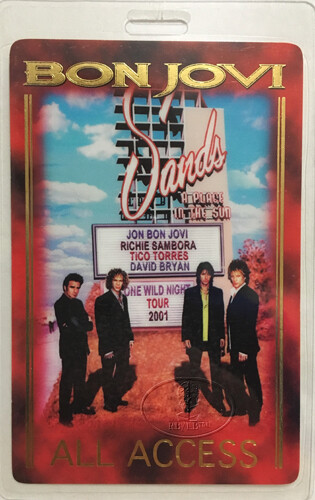 BON JOVI 2001 Tour Laminated Backstage Pass