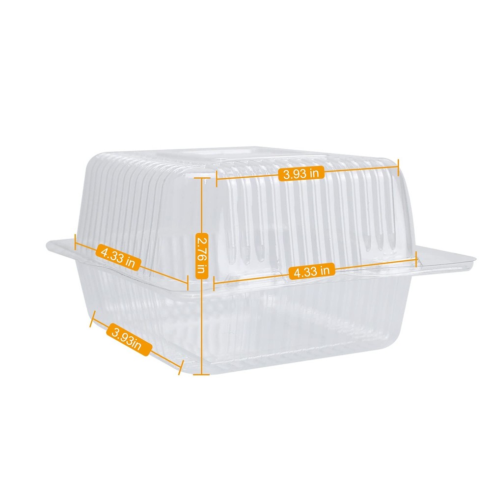 Cake Slice Containers,200Pc Square Plastic Hinged Container Individual Clamshel