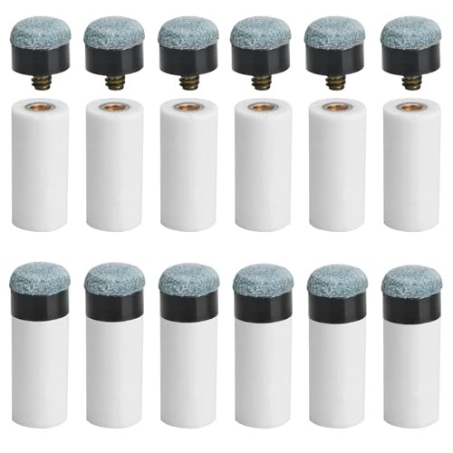 AccEncyc 12 Set Billiard Cues Tips Replacement Pool Cue Tips with White Pool