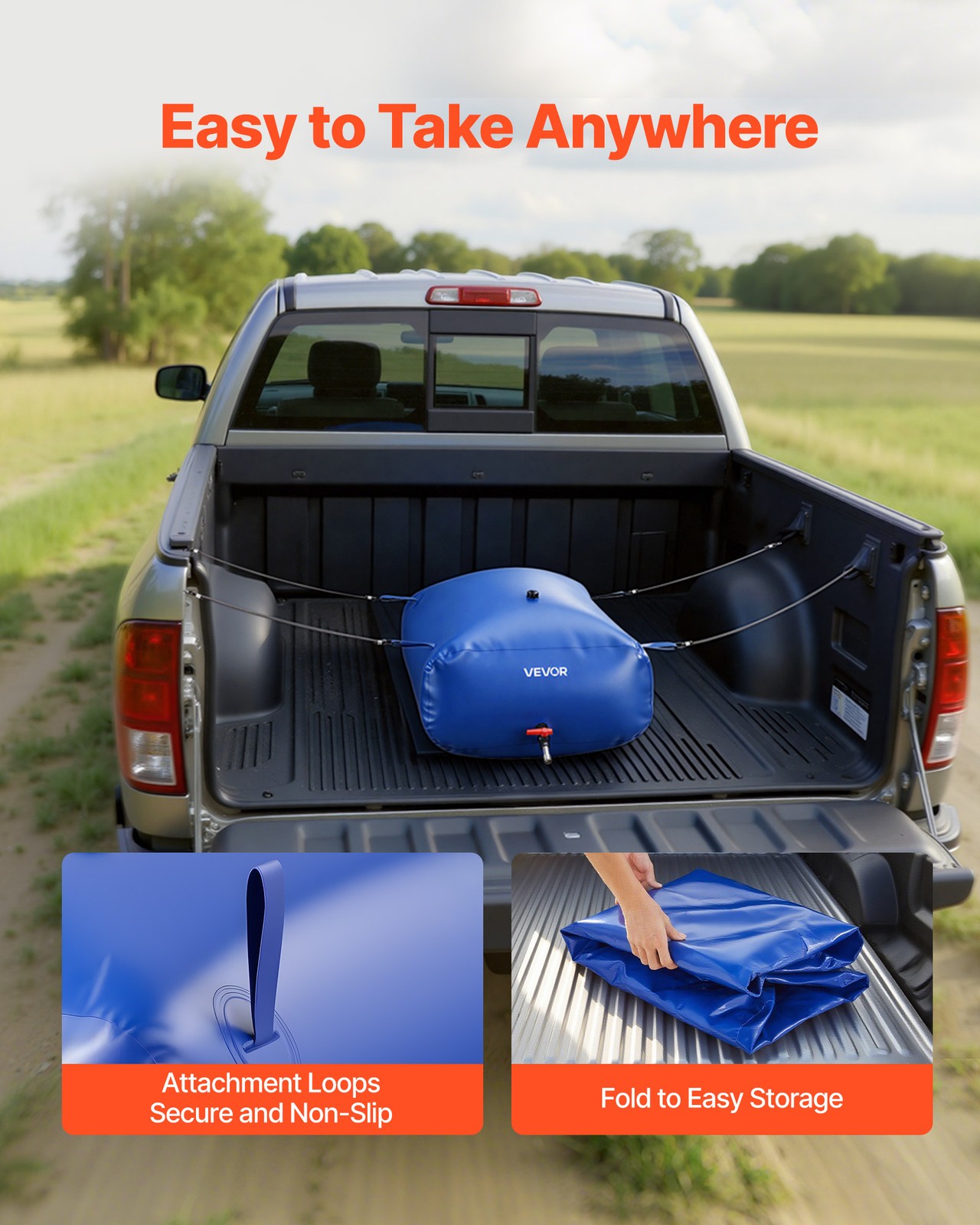 VEVOR 87.2 Gal Collapsible Water Storage Bladder 1000D PVC Water Storage Bag