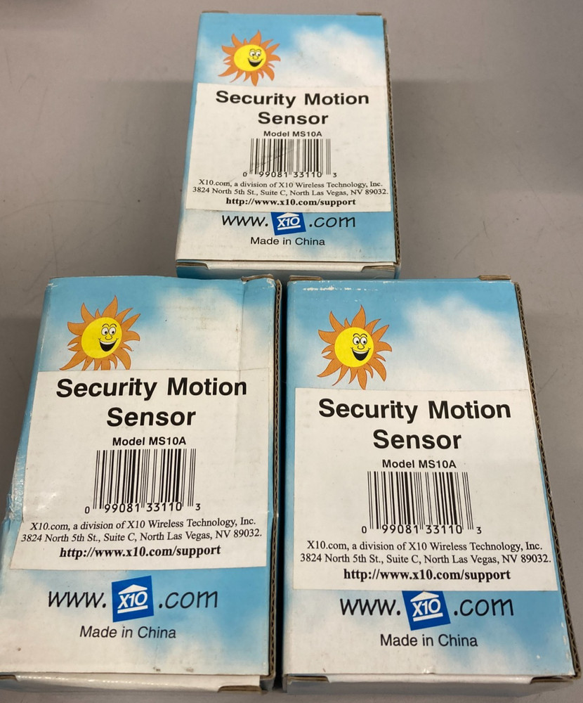 3 BRAND NEW IN BOX  X10 Wireless Technology  Security Motion Sensor Model MS10A