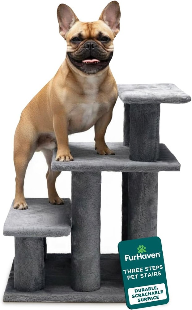 Steady Paws Multi-Step Pet Stairs High Beds & Sofas Gray 3-Step