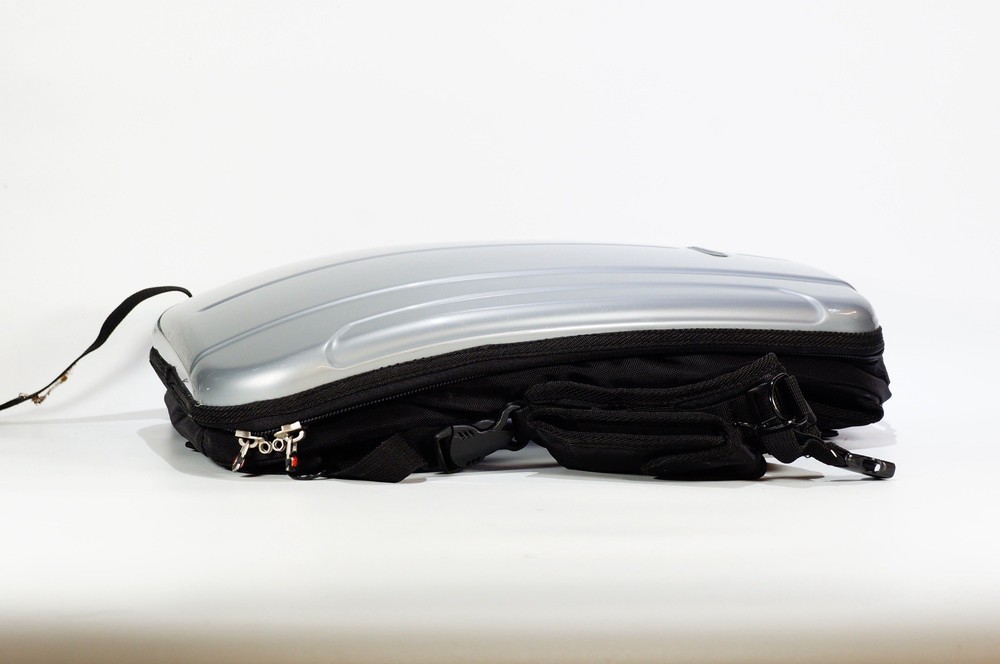 Eminent Silver Hard Shell Backpack Adjustable Straps Zipper Compartments