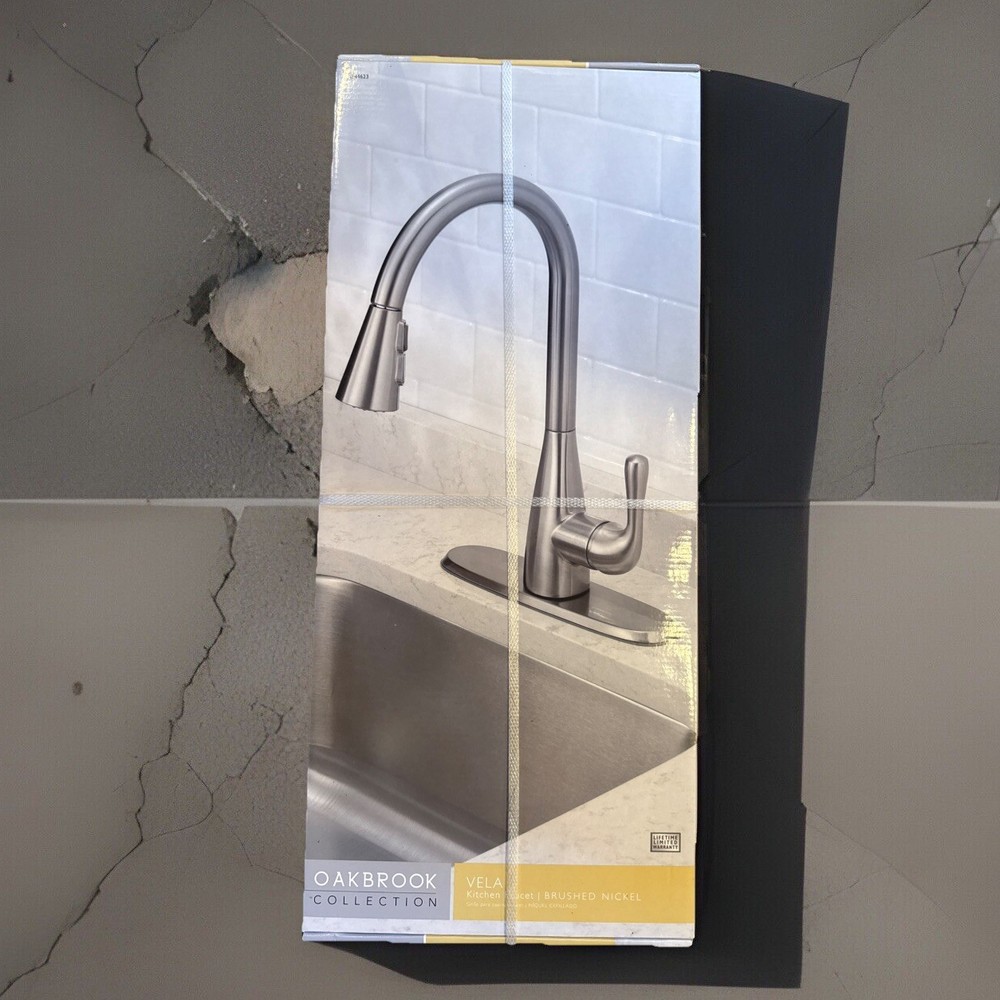 Oakbrook Vela Pulldown Kitchen Faucet One Handle Brushed Nickel
