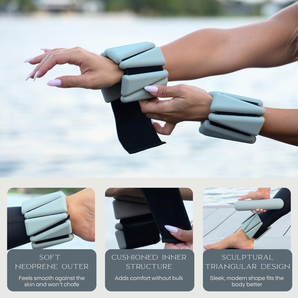 FFLLOOWW Adjustable Ankle & Wrist Weights Set, 2 lbs Each (4 lbs Total), Soft...