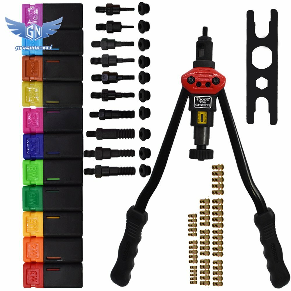 16"Rivet Nut Gun Kit Rivnut Setting Tools Nut Setter Tool Hand Blind Riveter