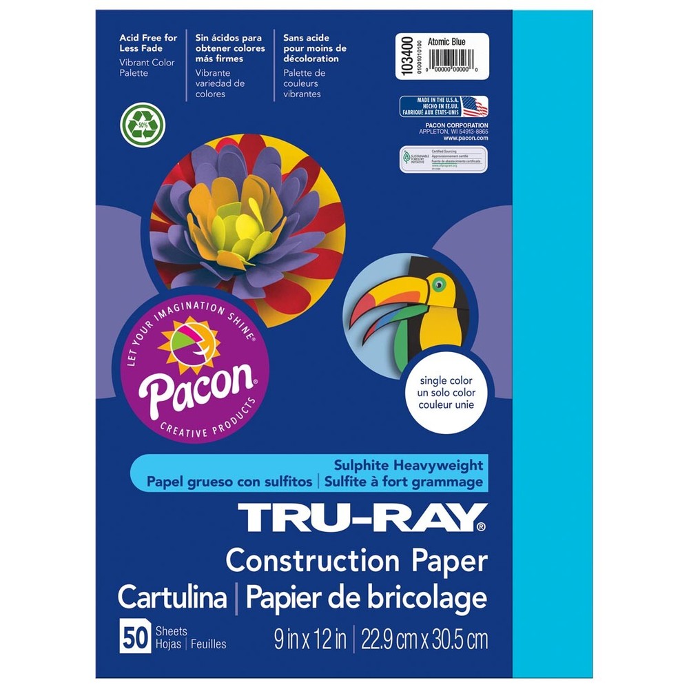 Tru-Ray Construction Paper 9x12" Atomic Blue