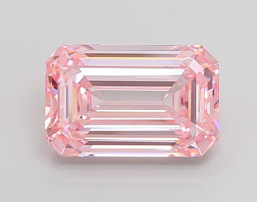 Pink Emerald Cut Lab Created Diamond IGI Certified
