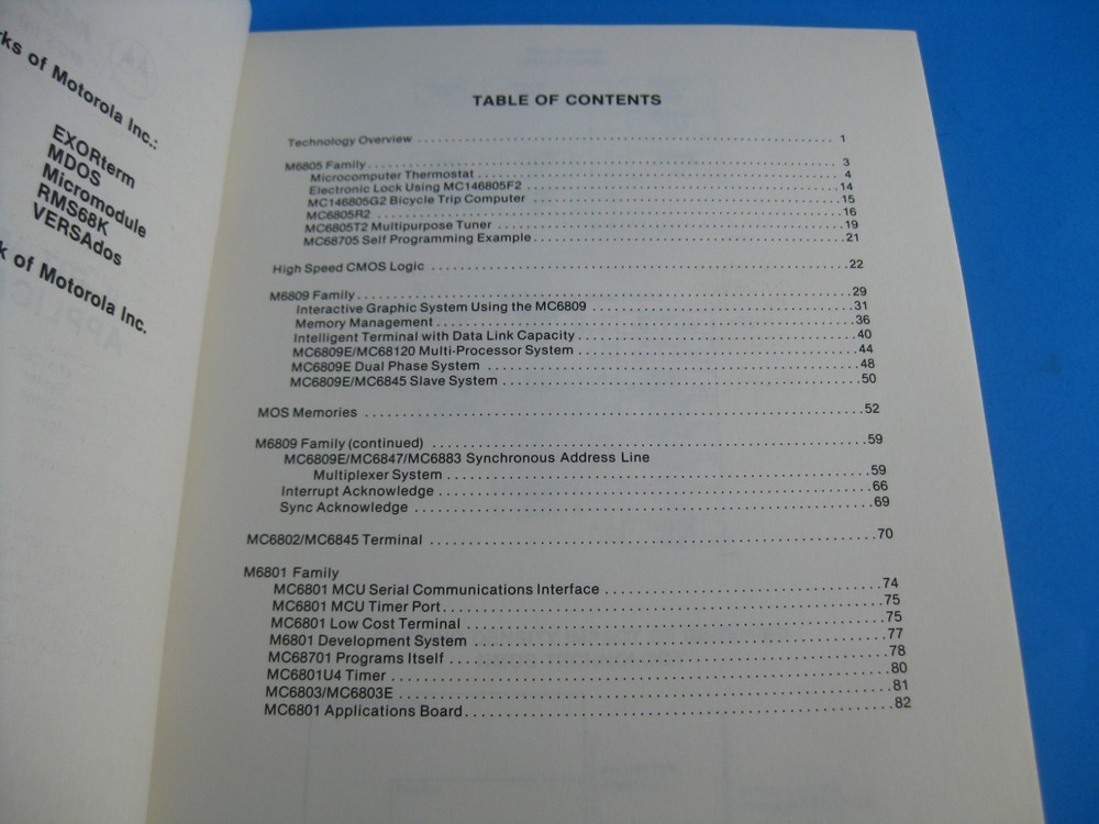 Motorola Manual 8 Bit Microprocessor Application & Design Seminar Vintage 1982