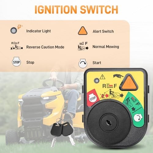 Riding Mower Ignition Module Switch with 2 Keys, 7 Terminals - Compatible with C