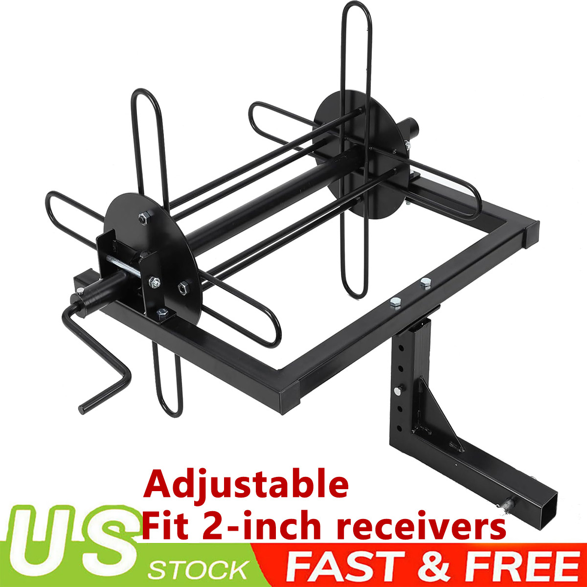 Barbed Wire Unroller Bolt-On ATV Adaptor or 2" Receiver Hitch for Fencing, Black