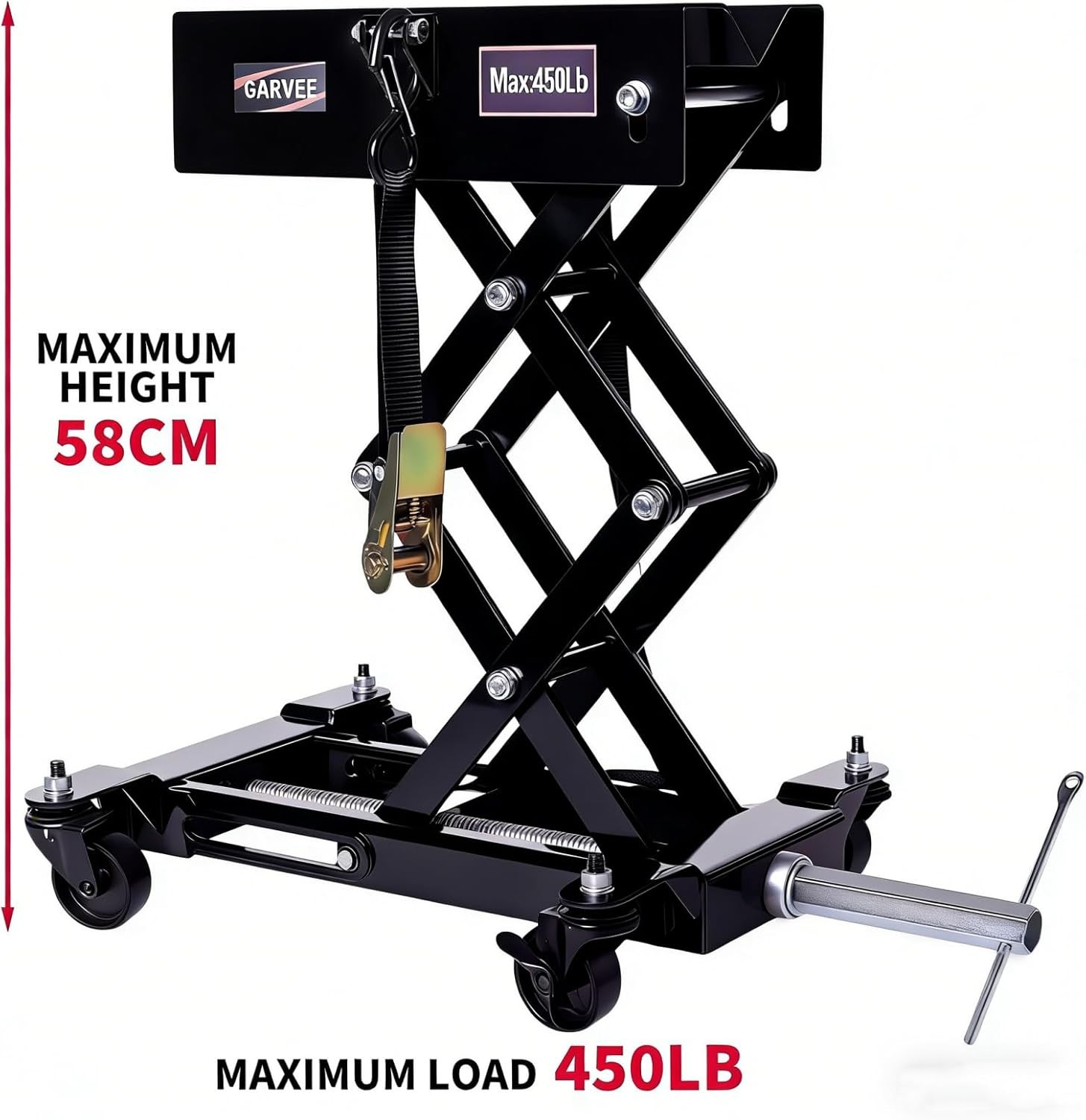 450 LBS Low Profile Transmission Jack Auto Repair Lift 7-23 Inch w/Safety Straps