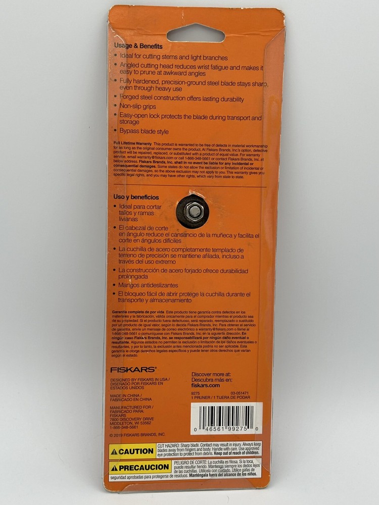 FISKARS PRUNER Shears Forged for Strength Standard Pruning 3/4” Cut Capacity NEW