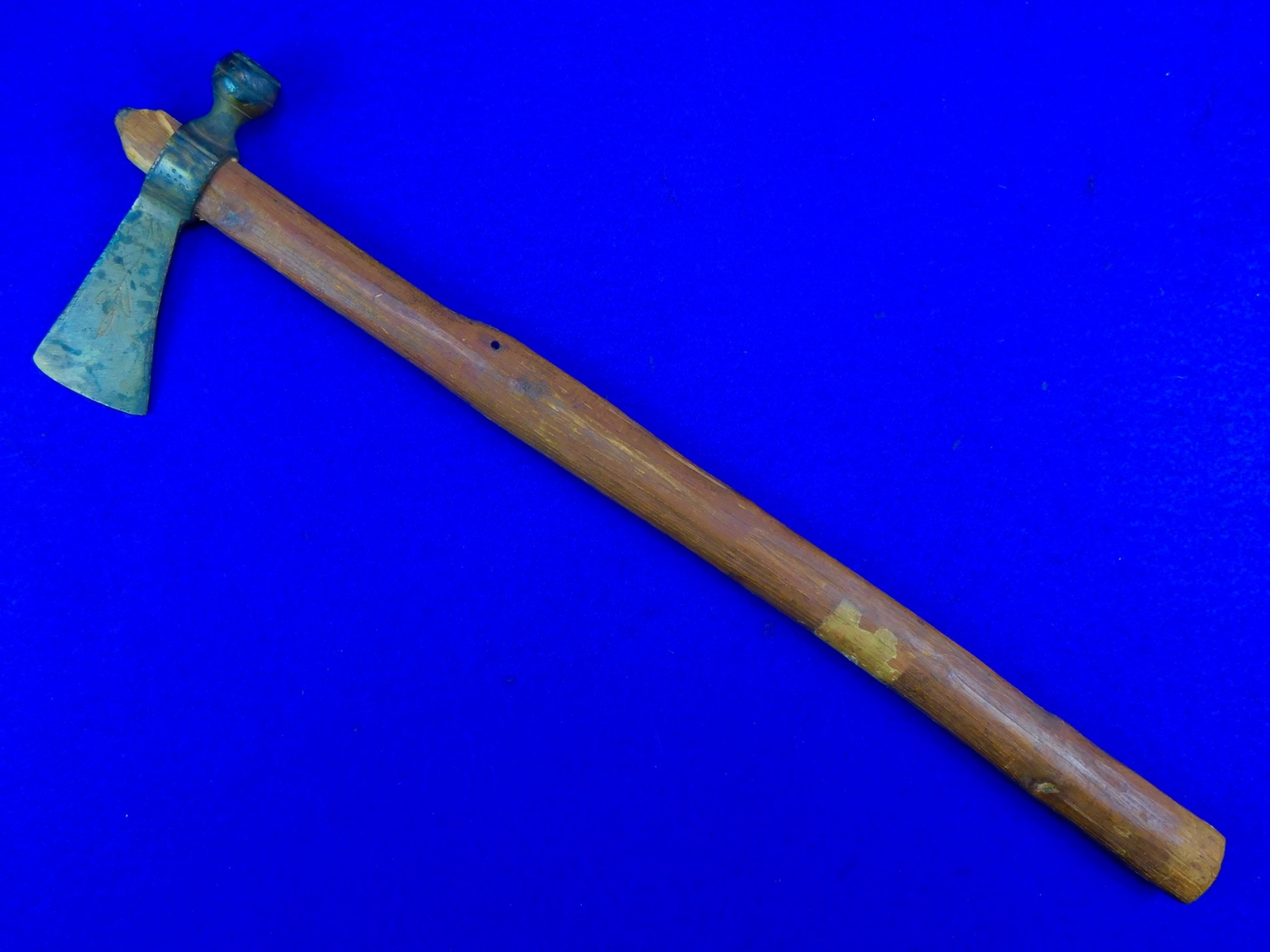 Antique Native American Indian Colonial Brass Head Trade Pipe Tomahawk Axe