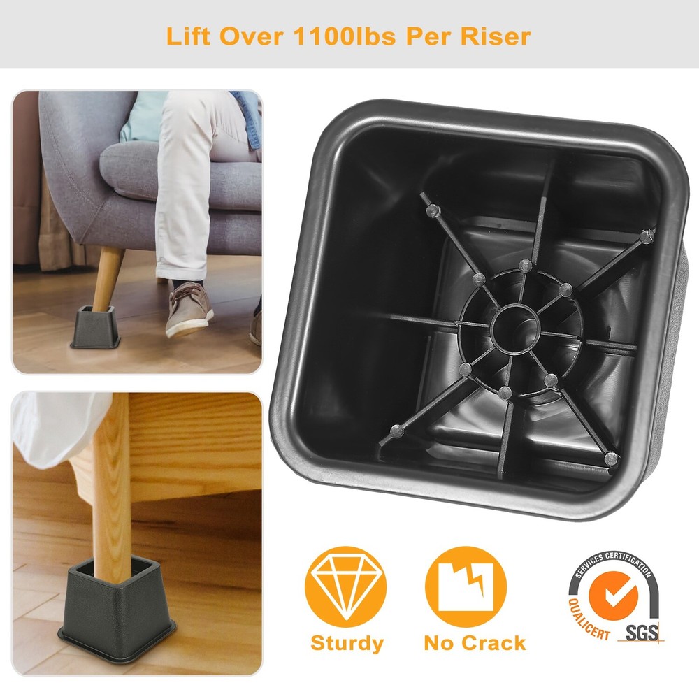 8Pcs Bed Risers Furniture Risers Heavy Duty Bed Sofa Table Chair Lifts Stackable