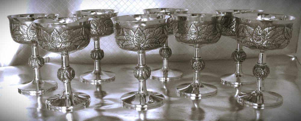 Oscar Caplan Sterling Silver Wine Goblets Specially Designed Rare