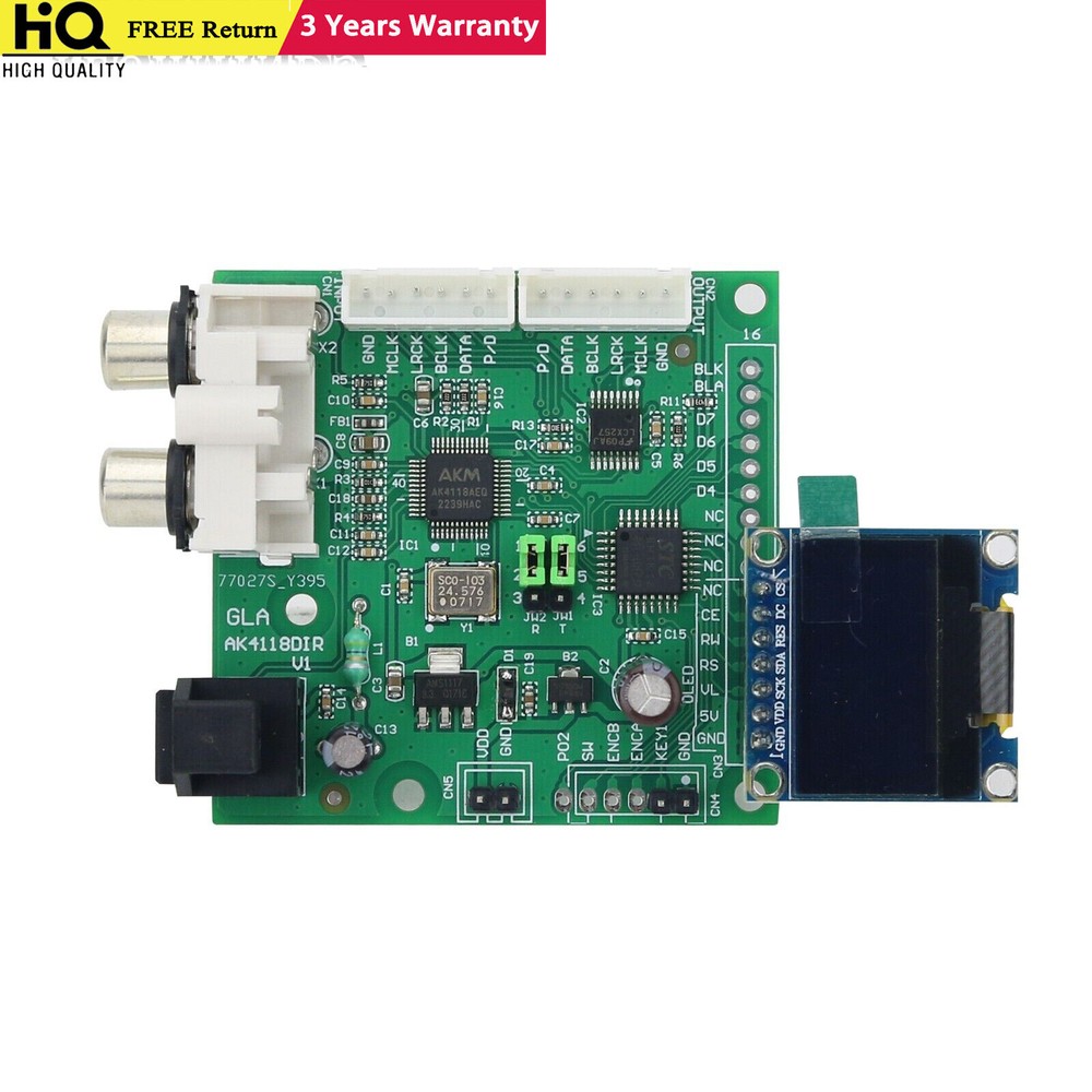 AK4118 Digital Receiver Board + OLED Screen Optical/Coaxial/I2S Input to I2S Out