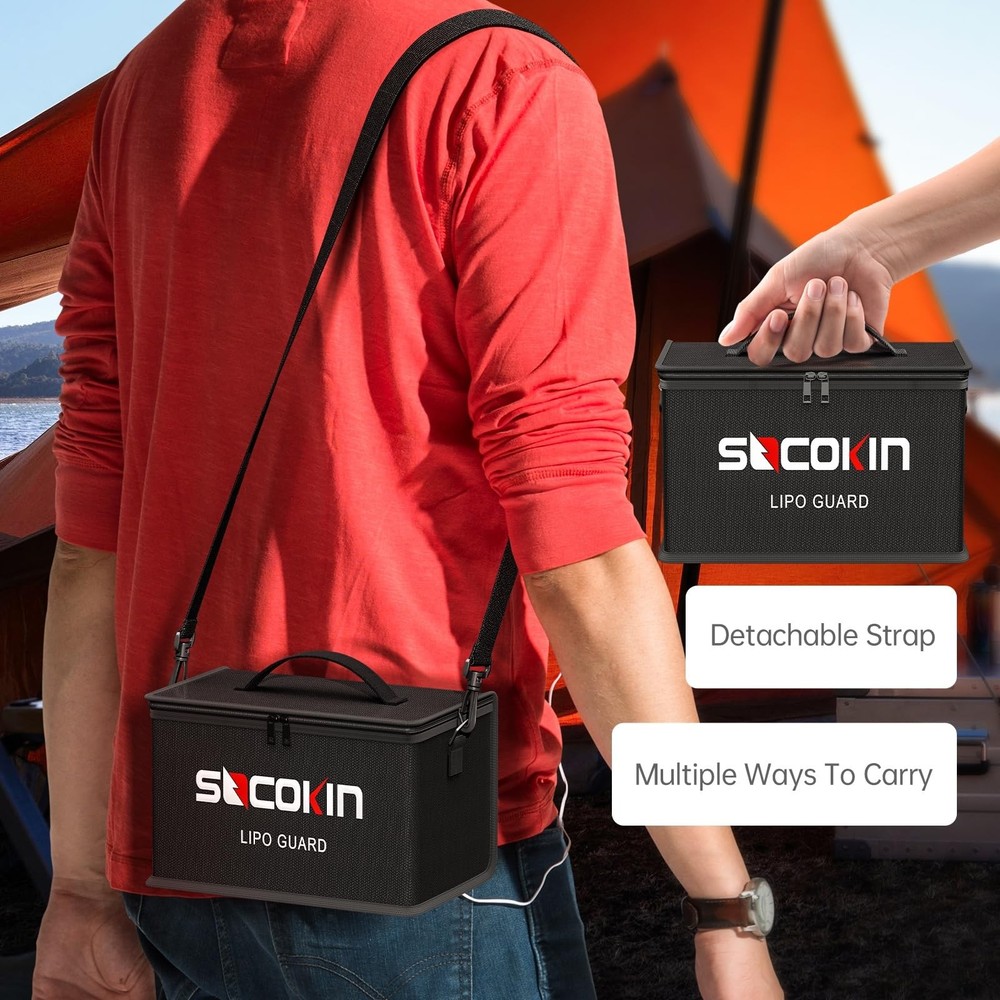 Lipo Battery Safe Bag Fireproof Explosionproof Bags Large Capacity Adjustable...