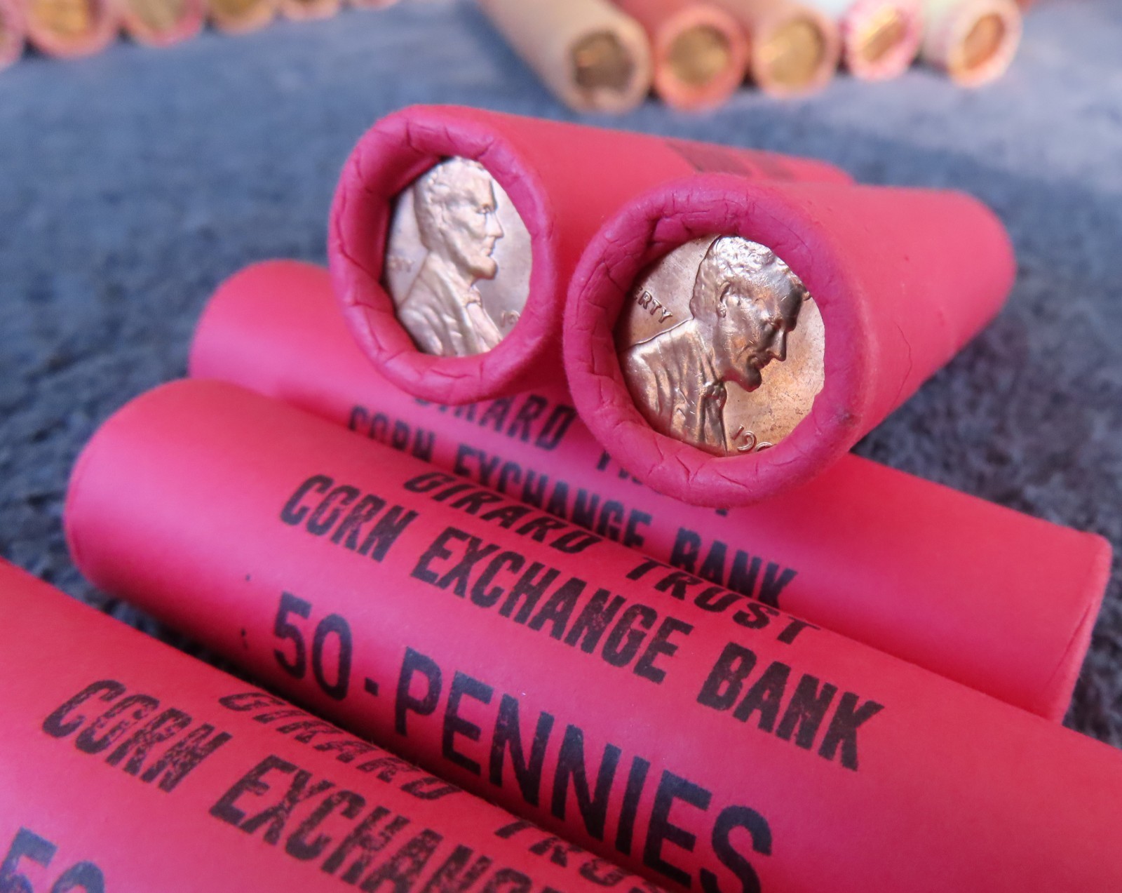 1963 **Original Bank Wrapped ** Uncirculated Lincoln Cent Roll - OBW Penny's