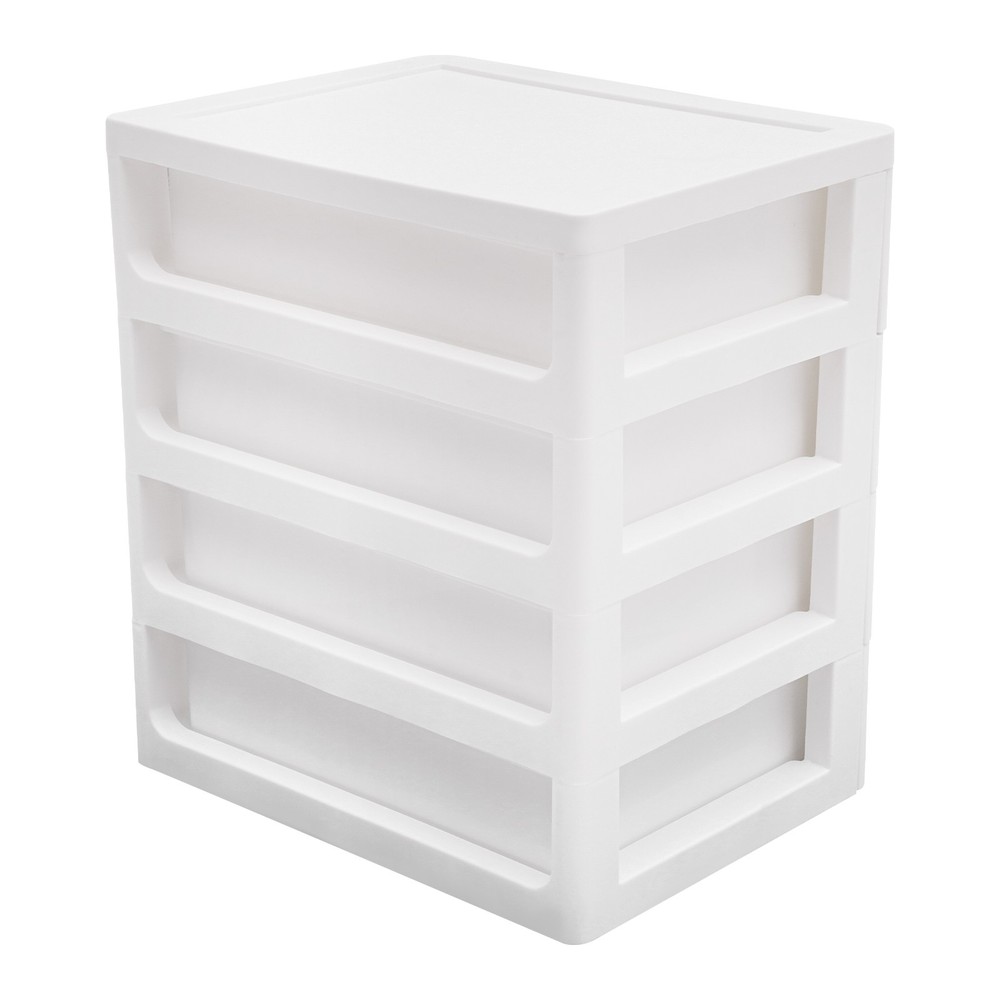 White Desktop Storage Box, Desk Organizer With 4 Drawer, Drawer Organizer