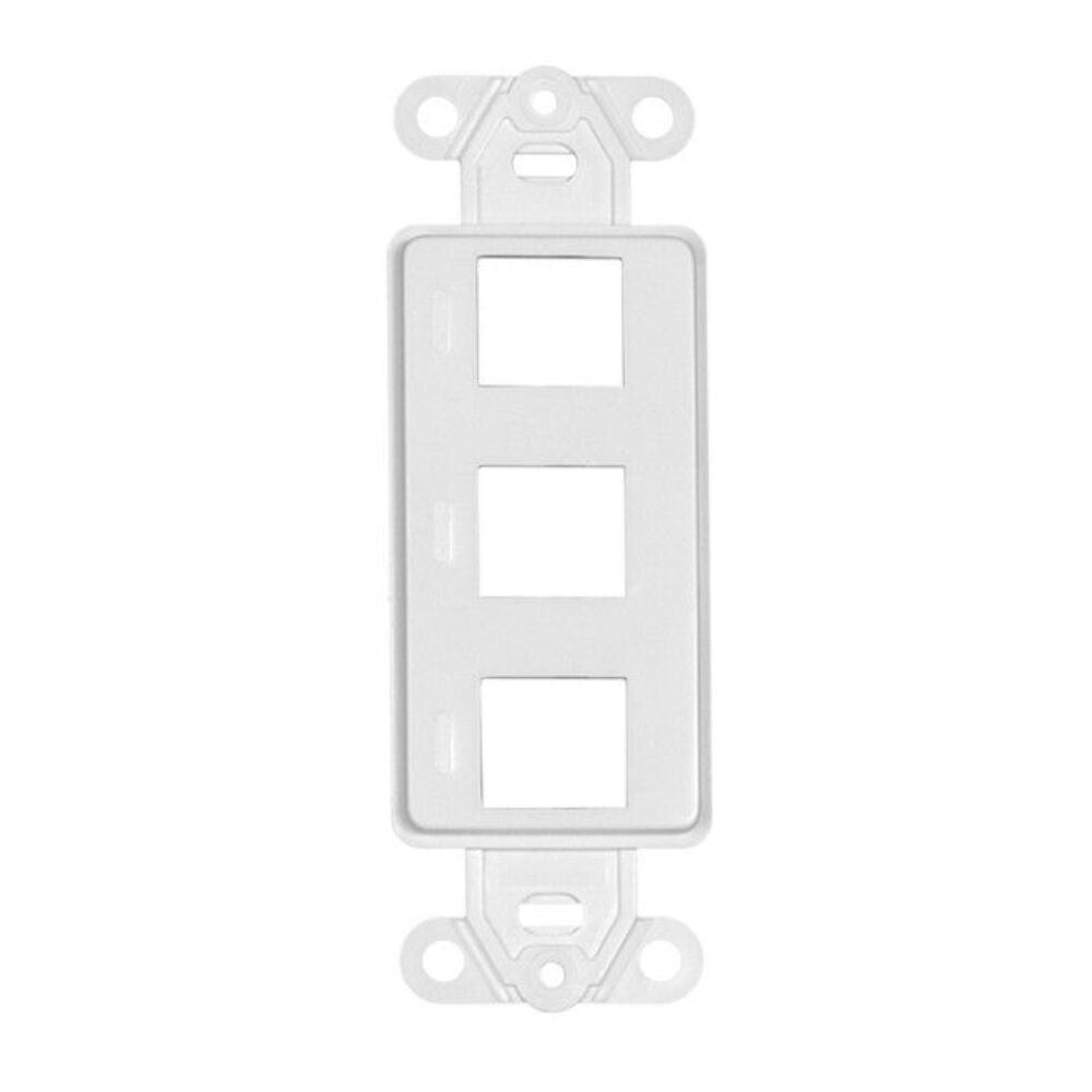 Decora Wall Plate Insert, White, Three Keystone Unloaded 302-3D-W