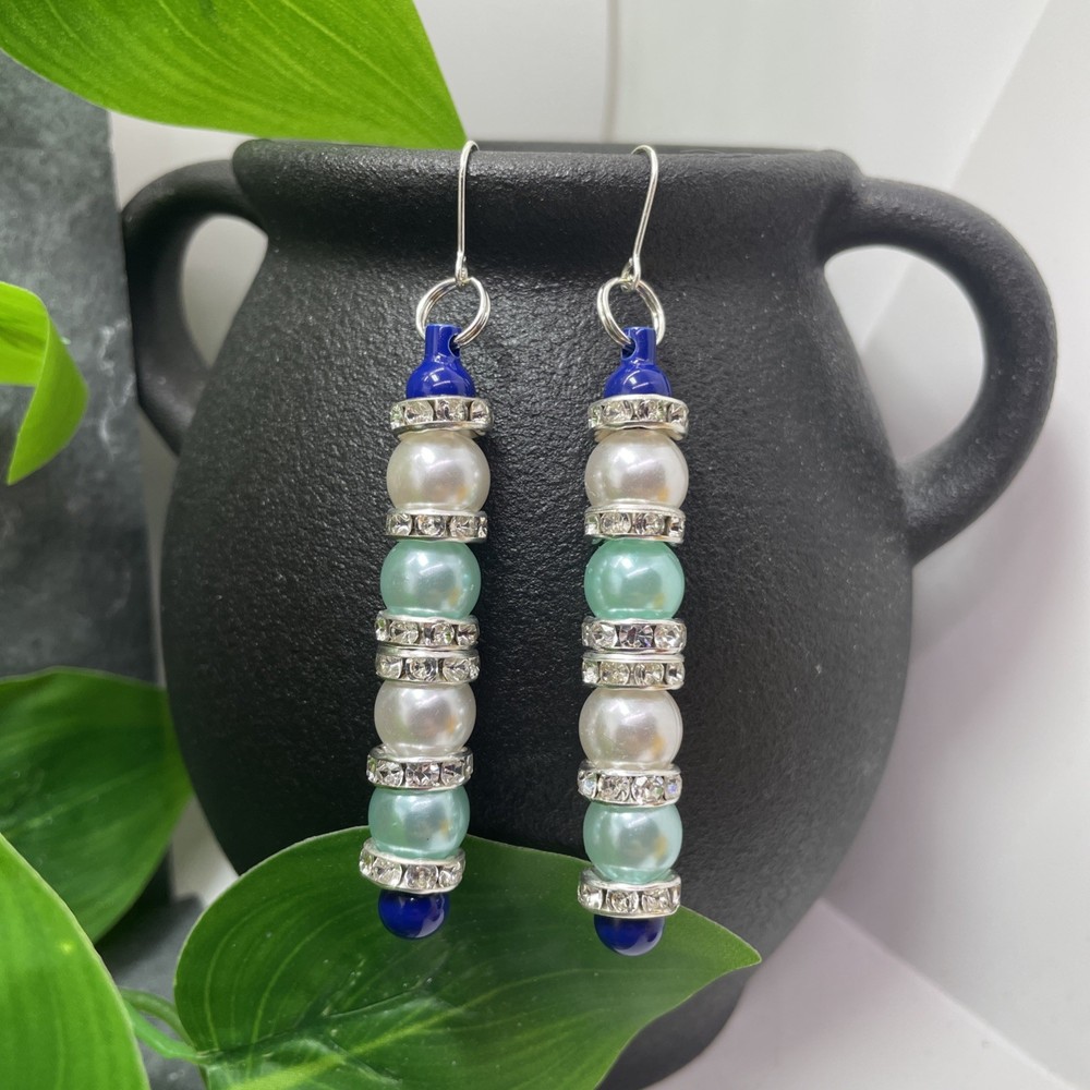 3” Silver-tone Acrylic Beaded Boho Drop Dangle Earring Set New Free Ship C157