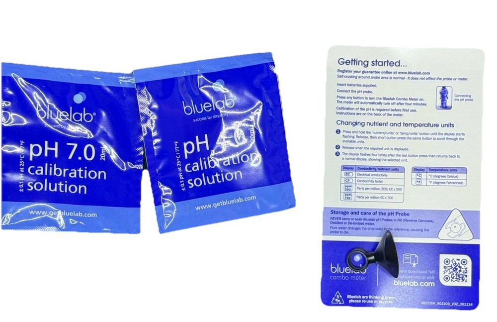Bluelab Combo Meter pH EC Temperature Nutrient Solution Tester Kit Probes Case
