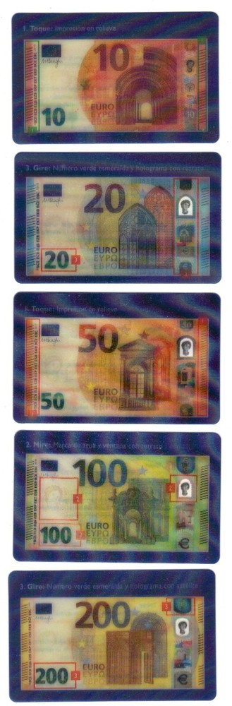 LOT 5 BANKNOTES SPAIN ESPANA CODE SECURITY THREE STEP CHECK