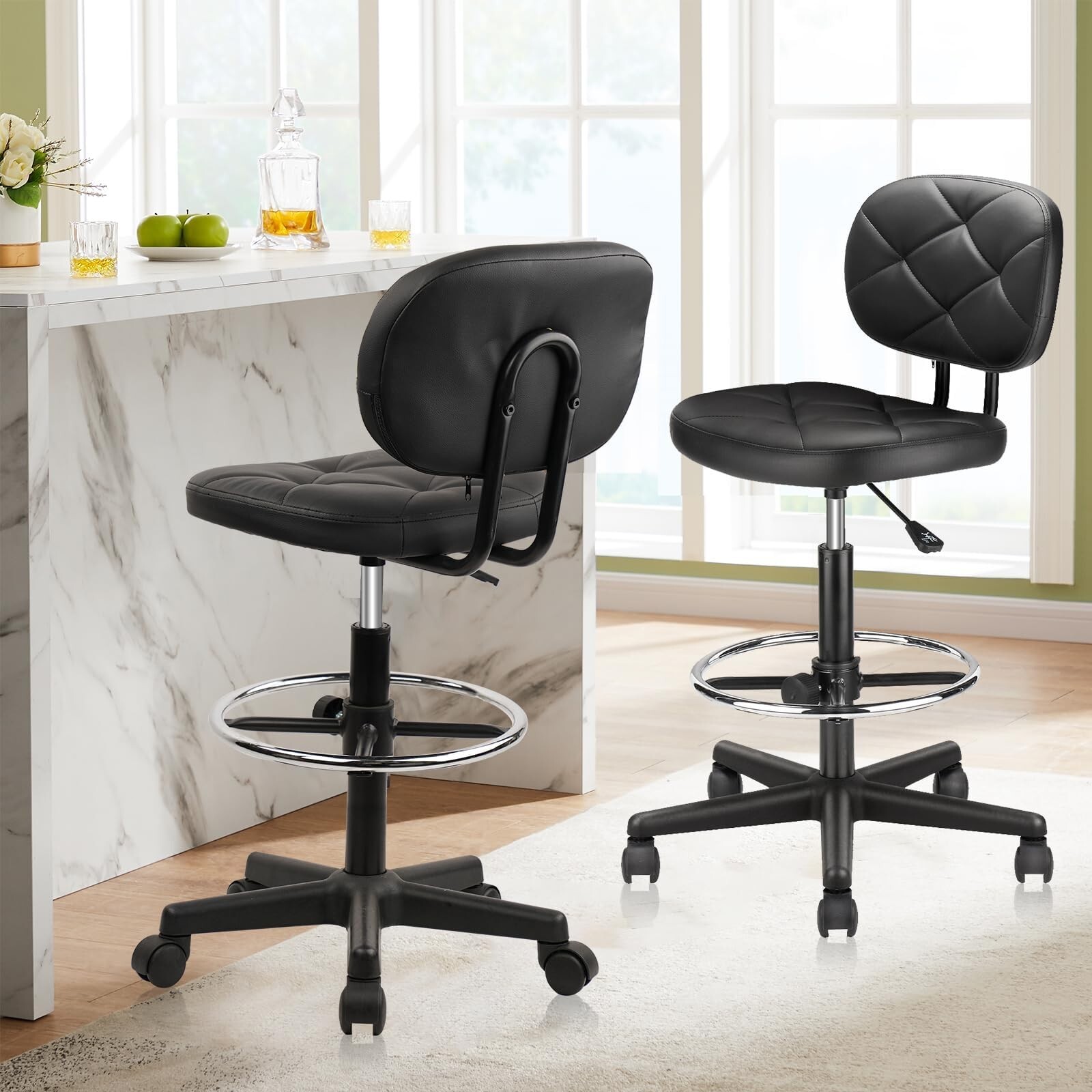 Hydraulic Rolling Swivel Stool Salon Spa Tattoo Chair Height Footrest Adjustable