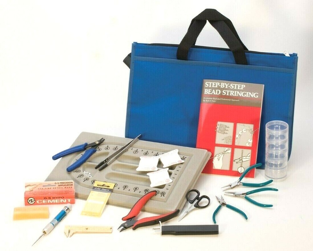 Bead and Pearl Stringing Kit Beading Jewelry Making Tools Set Basic + Book & DVD