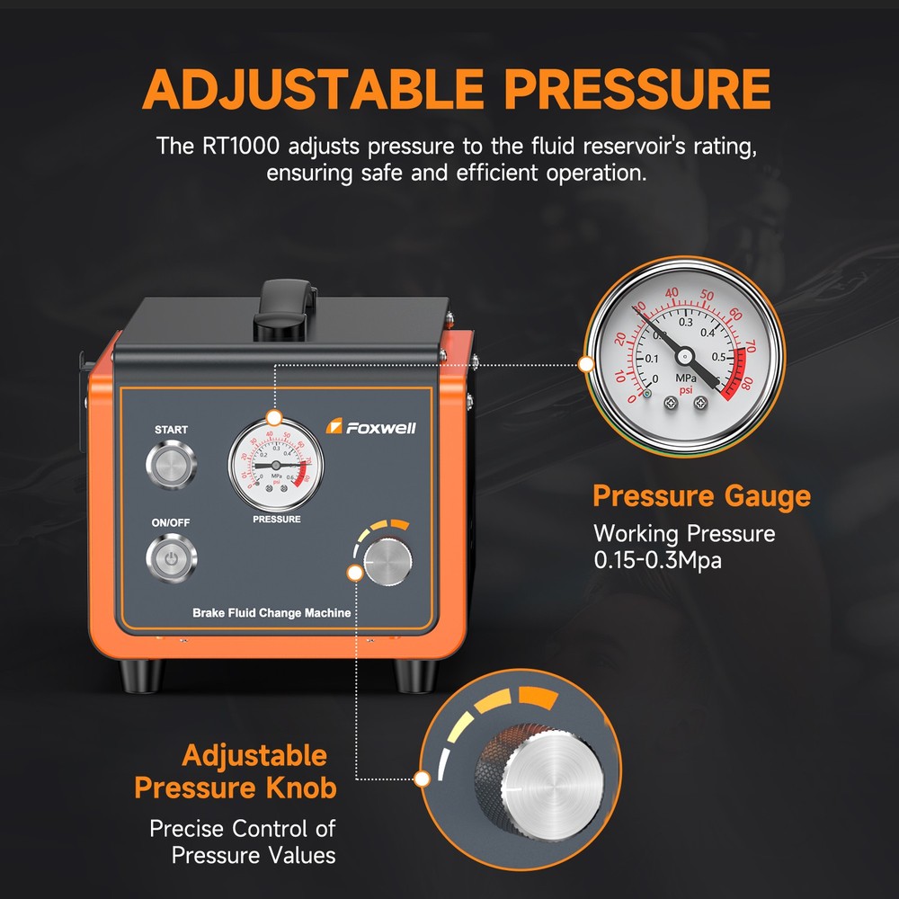 Foxwell RT1000 Auto Brake Bleed Machine with Tools - Complete System Bleeder Kit