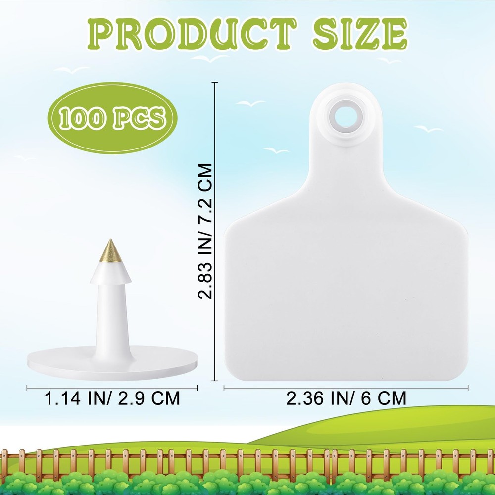 100 Blank Livestock Ear Tags for Cattle Identification - Durable Versatile