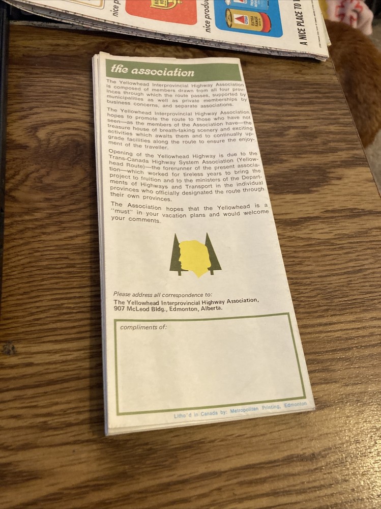 Vintage Map - Explore Canada's Yellowhead Map Guide 1960