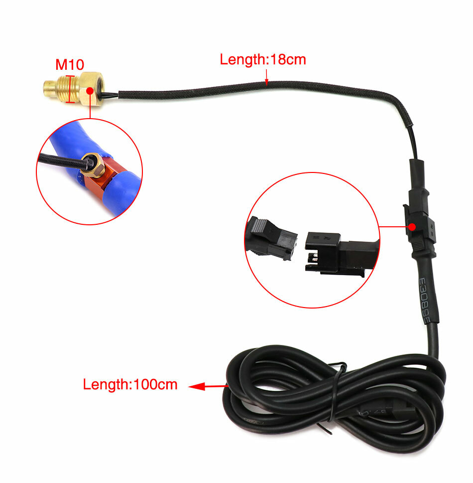 Motorcycle LCD Digital Thermometer Water Temperature Sensor Gauge Display