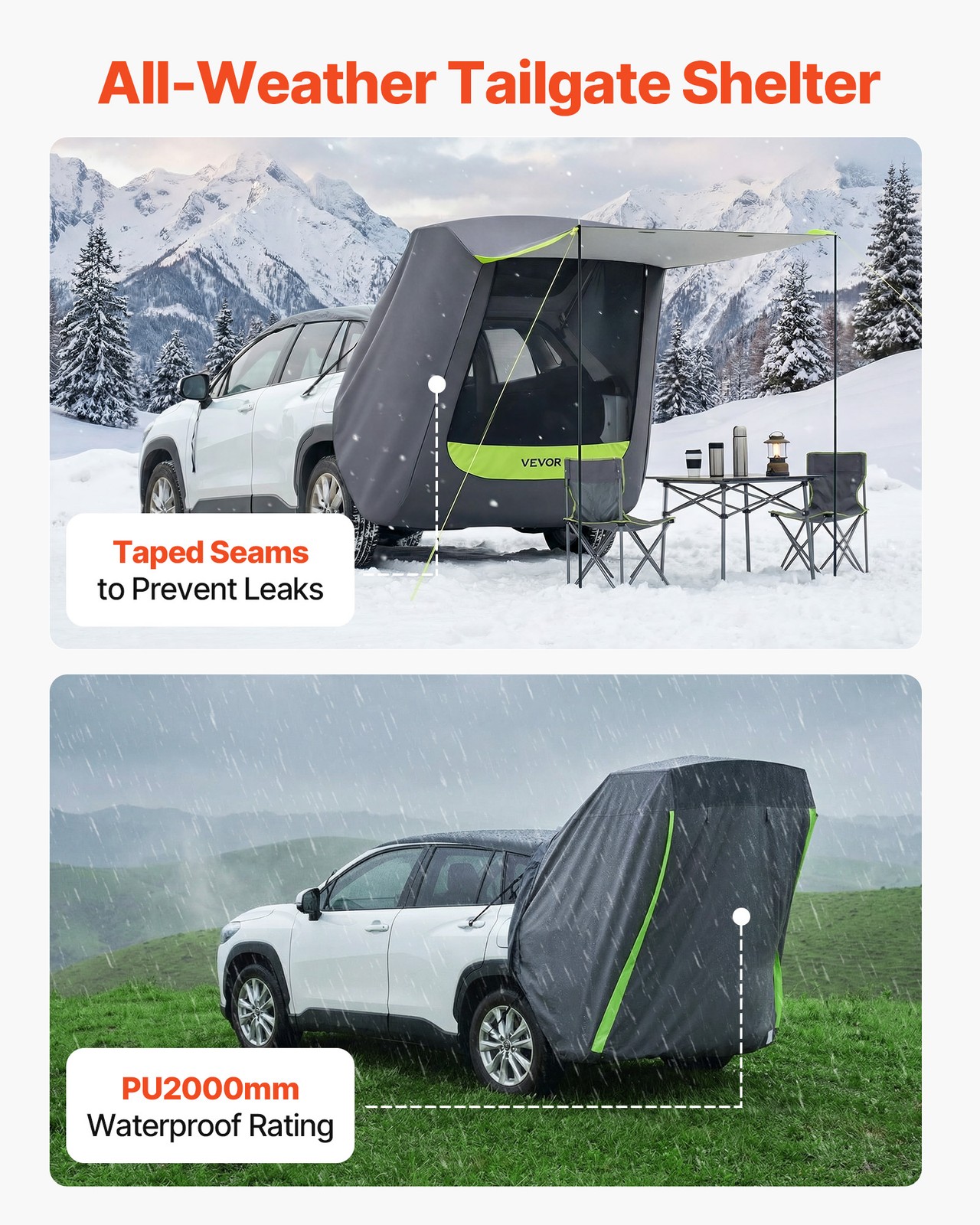 VEVOR SUV Tent with Shade Awning PU2000mm Waterproof SUV Tailgate Camping Tent