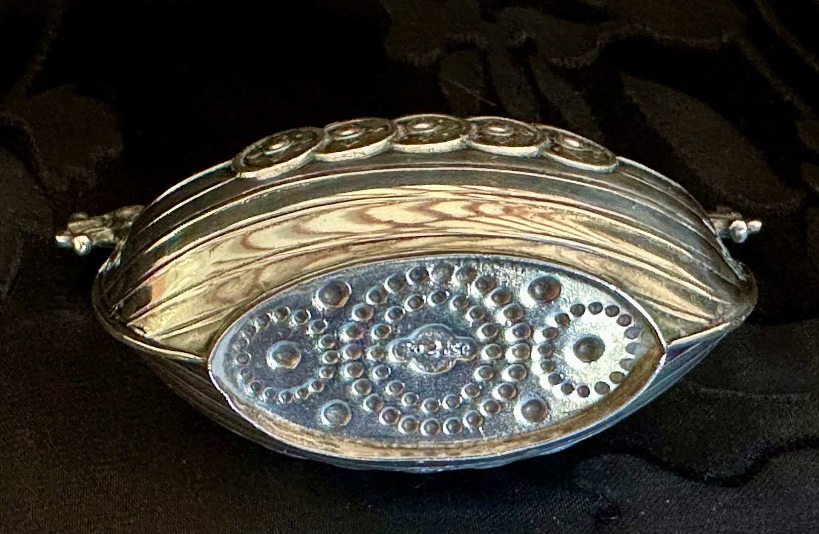 Vintage 925S Sterling Silver Viking Ship Salt Cellar Clear Glass Liner Insert