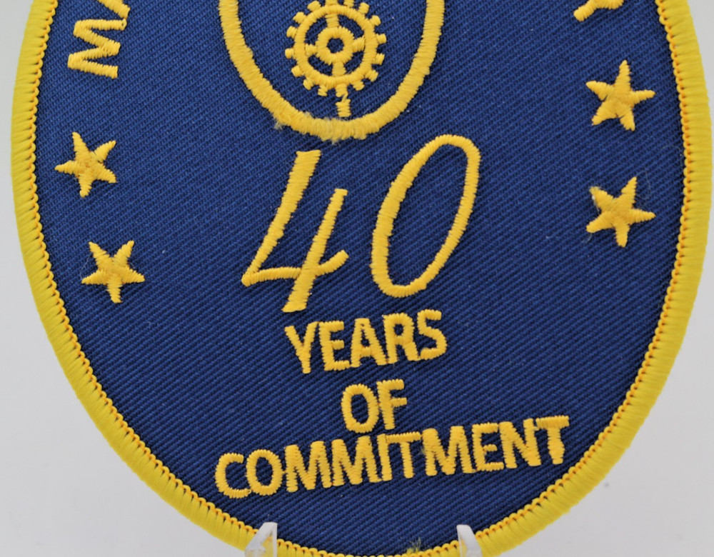 Master Shipbuilder Patch • 40 Years of Commitment • Blue Gold Embroidered 4.5"