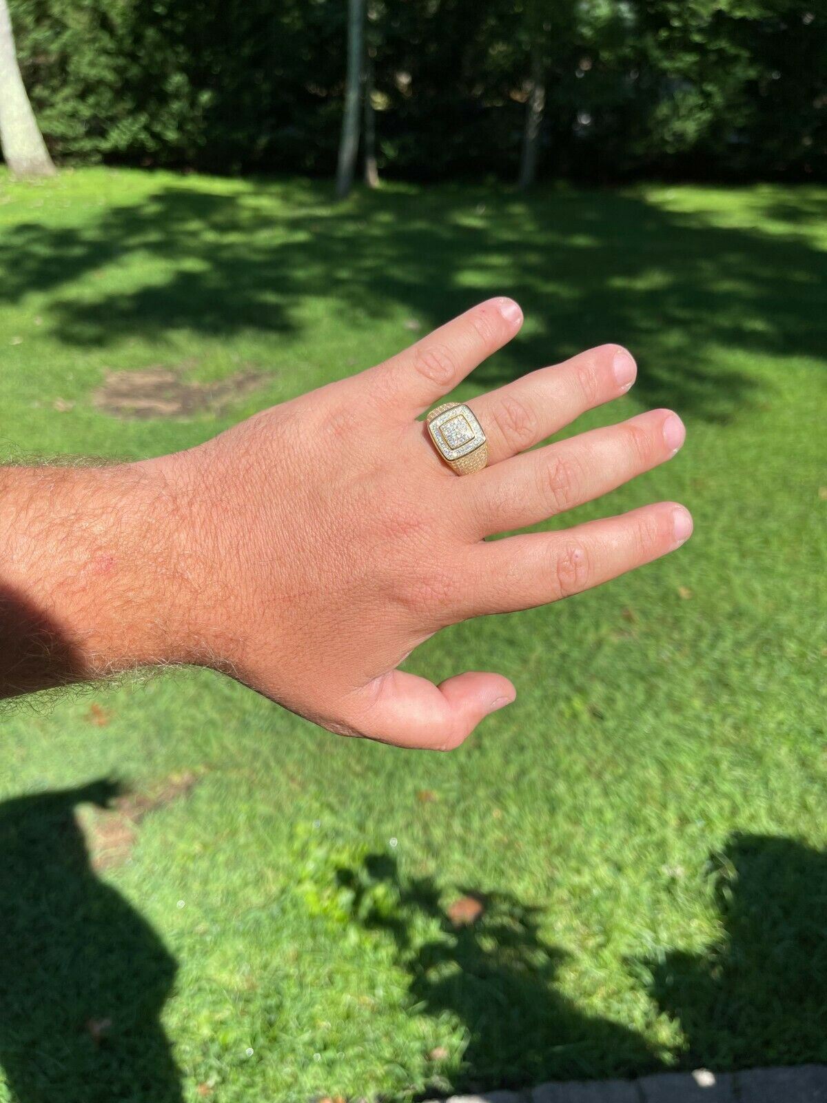 Real 14k Gold Plated Men Hip Hop Iced 1.8ct Moissanite Ring Passes Tester