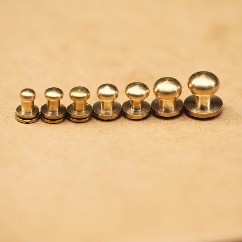 5-500pcs Stud Screw Round Head Solid Brass Nail Rivet Chicago Button DIY Leather