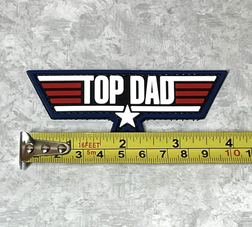Top Dad Top Gun PVC Patch, Tactical Morale Air Force Rubber Patch Hooked Back
