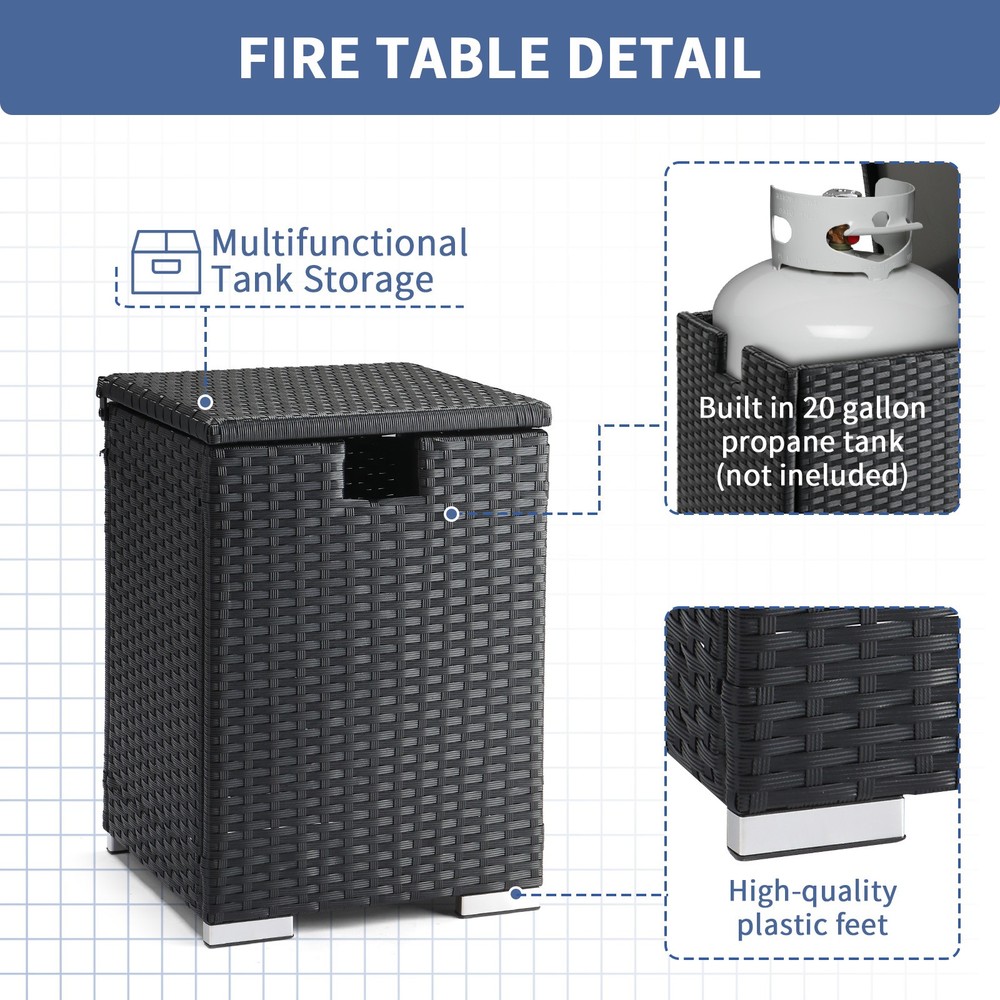 40*40*57cm Iron Frame Gas Bottle Storage Rattan Side Table Black Gradient