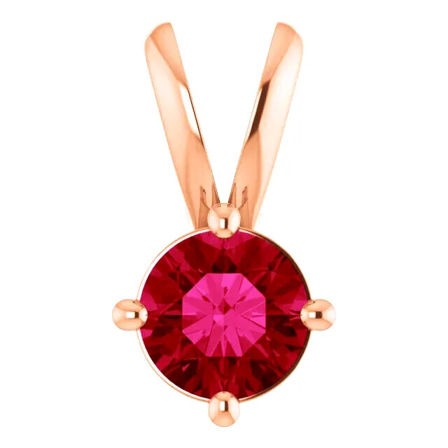 14K Solid Rose Gold Pendant Setting Round Solid Base Solitaire Mount 3mm-8mm