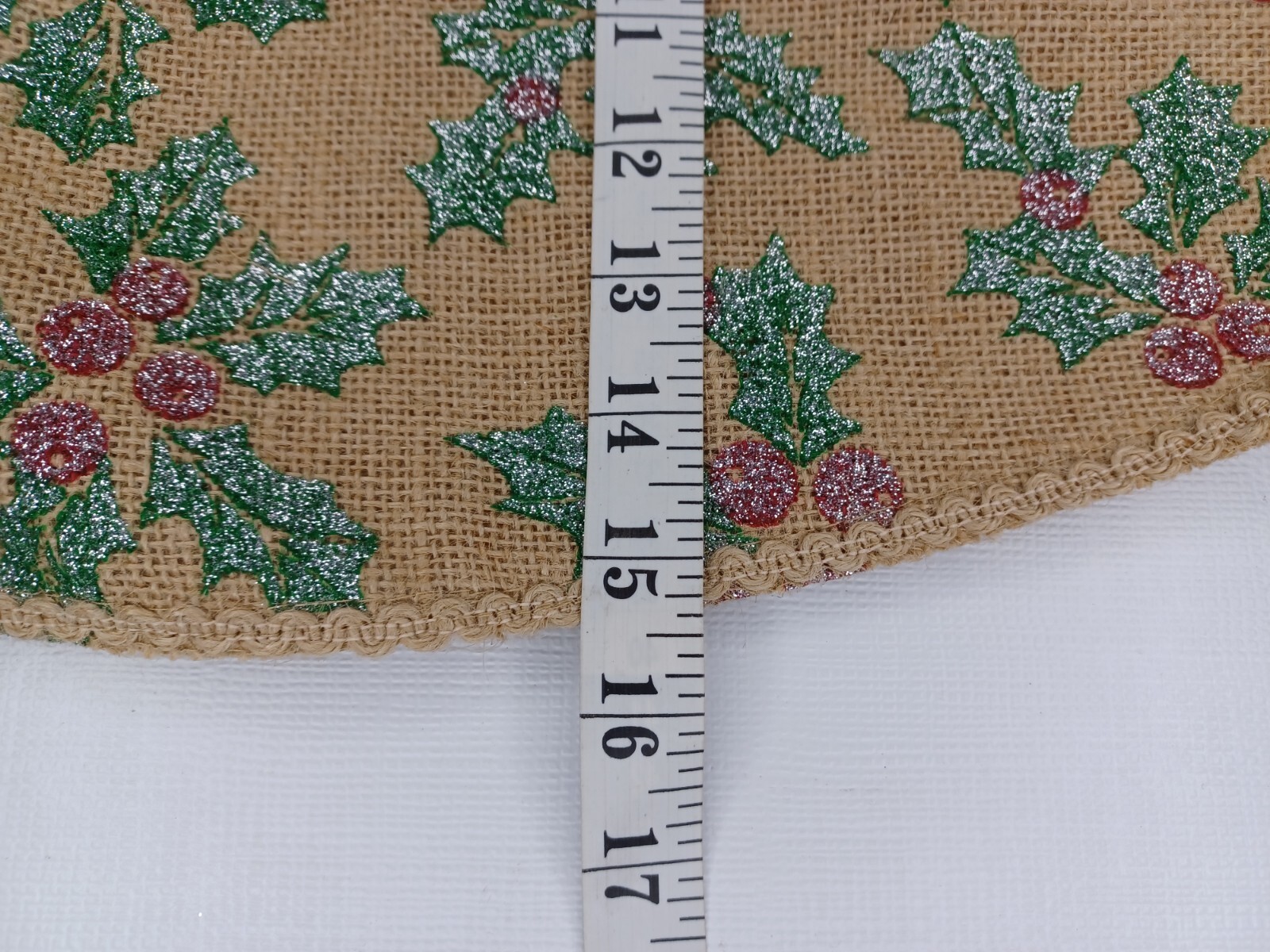 Burlap Christmas Tree Stocking Set Of Two Stockings Glitter Holly Berries Leaves