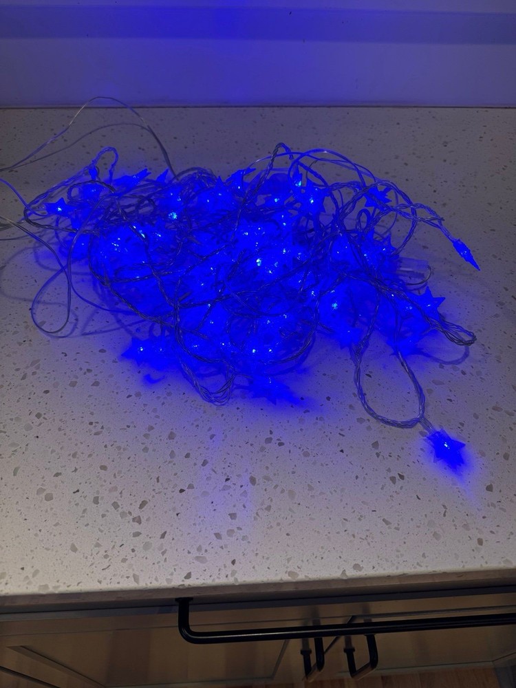 Decorative star lights. Blue light over 30’