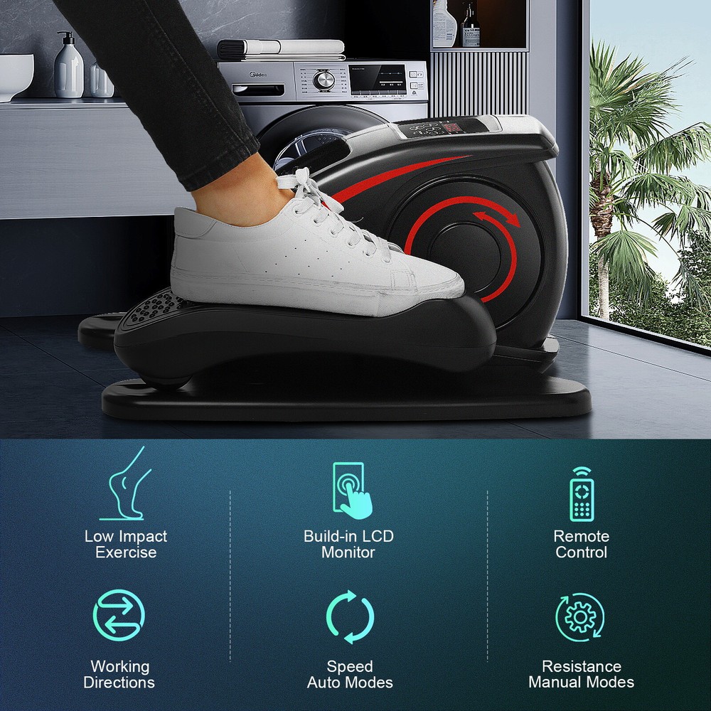Under Desk Elliptical Machine Electric Seated Pedal Exerciser+LCD Display~Quiet