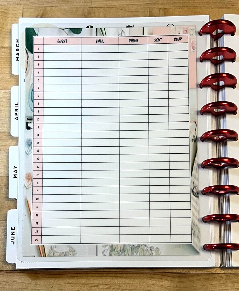 Event Planning Two Sided Dashboard Insert for use with Classic HAPPY Planner-